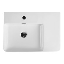 Vento 600mm Rectangular Ceramic Right Drainer Above Counter Basin